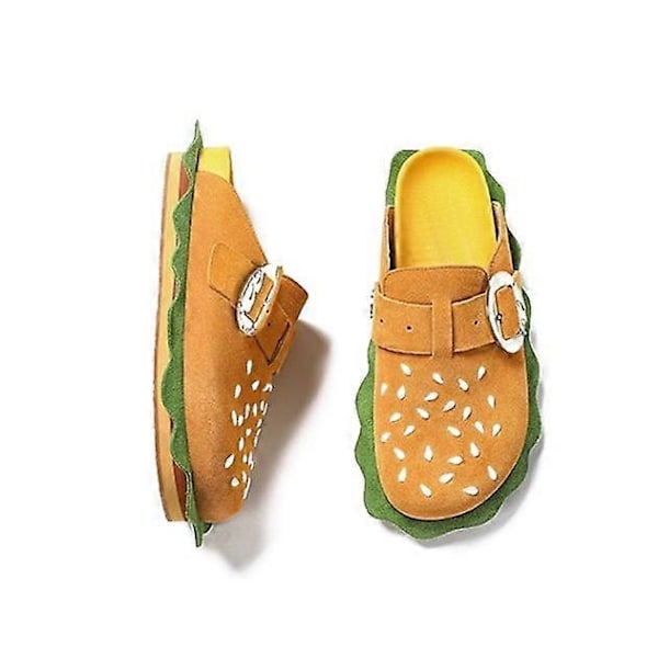 Dames Hjemmesko med Flat Hamburger Design - Komfortable, Lettvægtede Hjemmesko til Utendørs - Perfekt 35