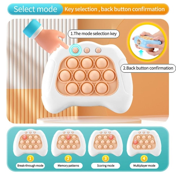 Elektrisk banebrydende puslespil Pop It-konsol Stressrelief Fidget Toy Quick Push Bubble-spilkonsol til børn - Perfet