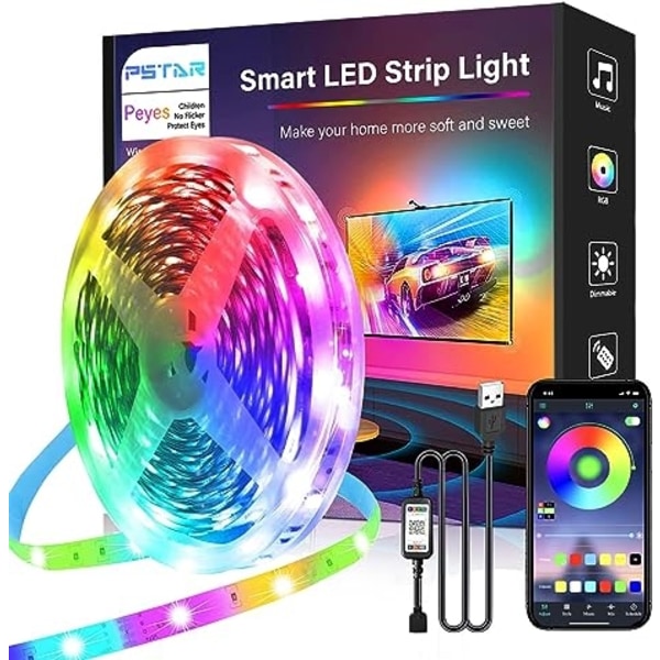 LED Strip 10M RGB LED-ljusslinga RGB 24 V med IR-fjärrkontrollapp - Perfet