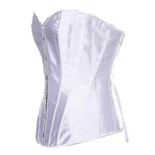 Kvinders Bustier Korset Top Sexy Lingeri Sæt Sort Satin Talje Cincher-Perfet WHITE L