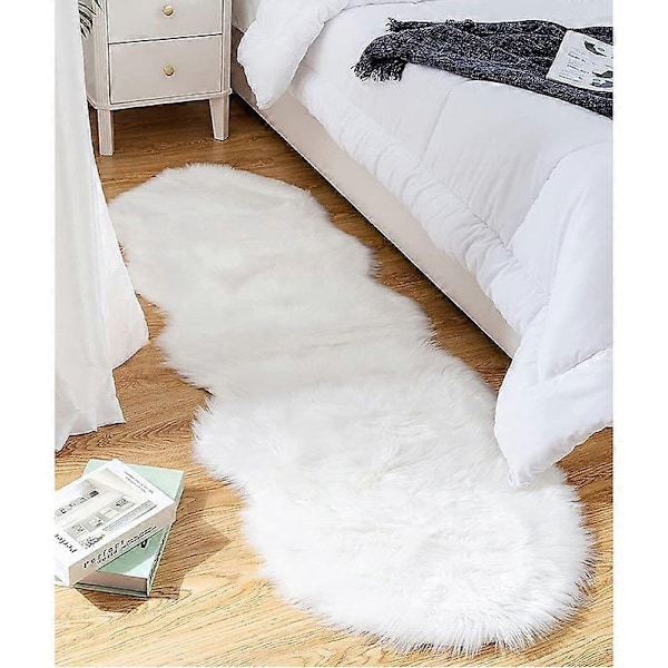 Ultramjuk fluffig matta i fuskfårskinn - Perfekt Khaki 60*180cm