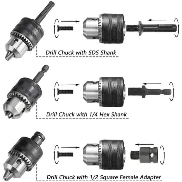 Borrfoder 1,5-13 mm 1/2-20 UNF med SDS-adapter och chucknyckel för borrning av elektrisk borrkonvertering - Perfekt