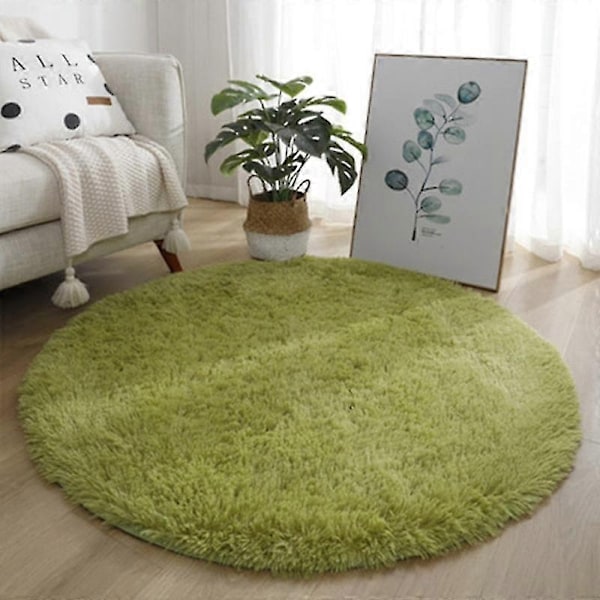 Plys Rundt Tæppe Bløde Hvide Tæpper til Stue Blød Boligindretning Soveværelse Børneværelse Dekoration Salon Tykt Luv Tæppe - Perfekt Green 60x60cm