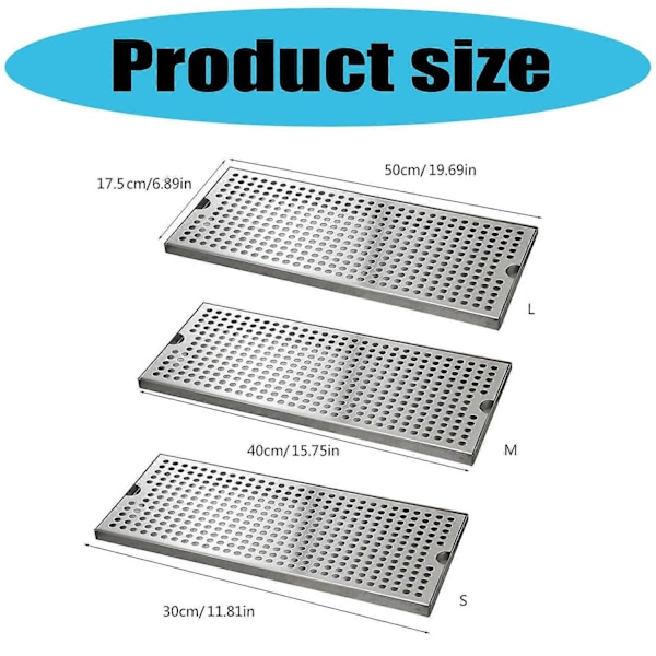 Öltorn Drip Pan i Metall Rostfritt Stål Öldroppbricka Dräneringstyp Platt Öltorn Drip Pan Te Dräneringsplatta Svart 30cm-Perfet Metallic 40cm