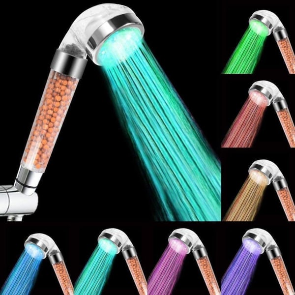 LED filter duschmunstycke, dusch spray färg ändra 7 färger-Perfet