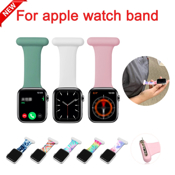 Nurse Watch Pin Armbånd til Apple Watch Band 38 mm 42 mm 44 mm 40 mm Silikone Band til Iwatch Series 3 4 5 6 Watch 2 7 - Perfet Black 42mm-44mm-45mm