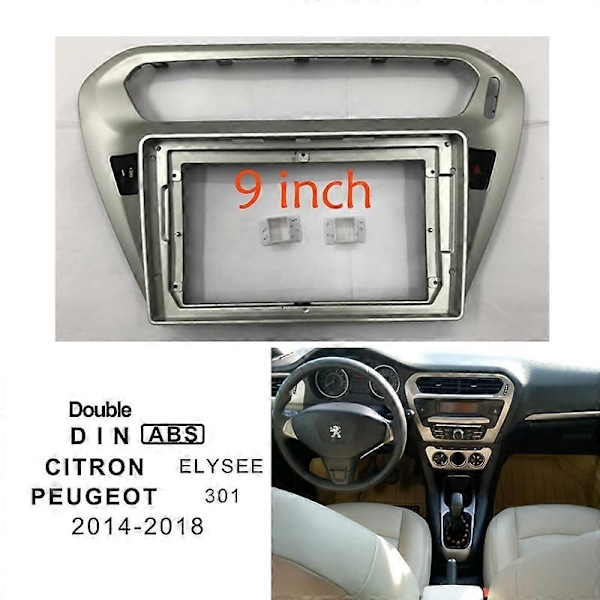 Tomme 2din Bilpanel for Peugeot 301 2014-2018 Dashbordmontering Dobbel DIN DVD Ramme for Citroen SLYSEE 2014-2018 - Perfekt Only Frame-black