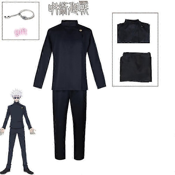 Gojo Satoru Cosplay Uniform Jujutsu Kaisen Gojo Satoru Cosplay Kostume Højskole Uniform Paryk Sæt - Perfekt A1 L