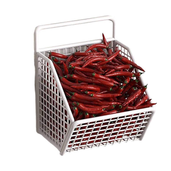 Väggmonterad förvaringshylla utan hål, ihålig fackdesign, kök, lök, ingefära, vitlök, förvaringskorg, Jikaixiang-Perfet White S