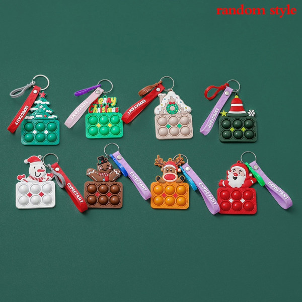 1st Mini Pop Push Bubble Key Ring Christmas Simple Dimple Fidg - Perfet Random style A2