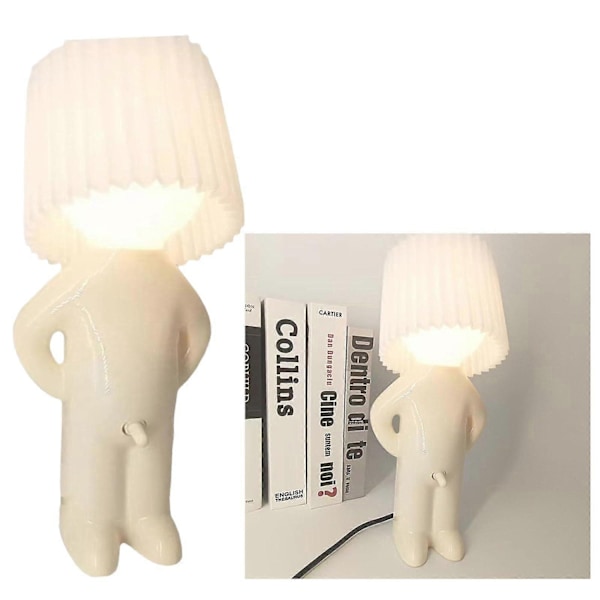 Blyg Man Lampa, Kreativ Bordlampa för Buspojkar Rolig Liten Bord Blyg Man Lampa - Perfekt White