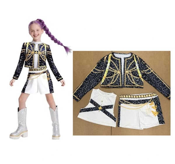 2025 Demon Hunter K-Pop Kostym | Halloween Flickor Cosplay Kostym (Skor Ingår Ej)-Perfekt 150cm