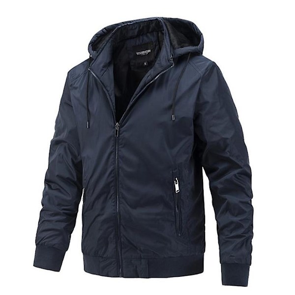 Herrarjacka Vår- och Höstjacka Herrjacka Slanka Kappor Casual S-Perfet Navy Blue 57 65kg L