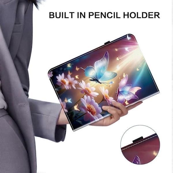 Læder Etui Kompatibelt med iPad Air 11 (2025) (2024) Air (2022) (2020) Pro 11 (2022) Mønsterprintet Tablet Co-Perfet Butterfly Floral