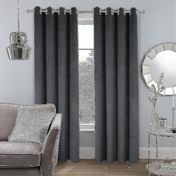 Luksuriøse termisk isolerte gardiner, tykke solide stuegardiner - Perfekt blendingsgardin Deep Gray W 39x H 55 100cm*140cm