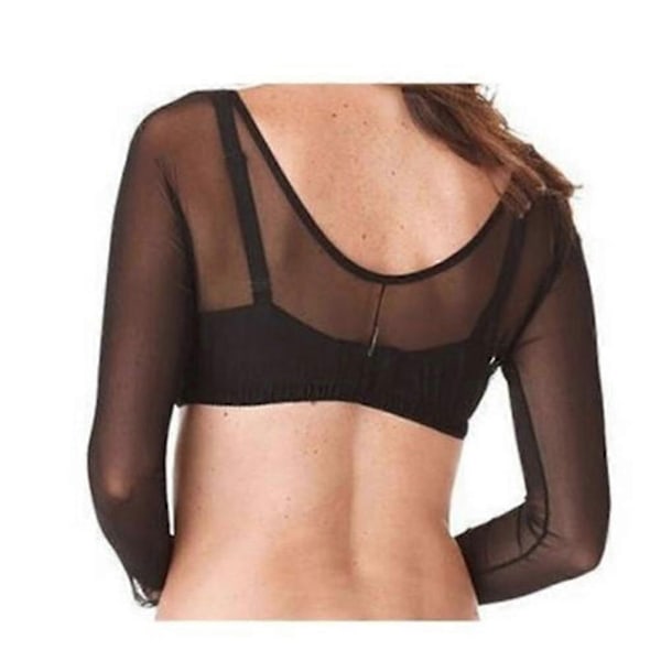 Sømløs Arm Shaper Kort Cropped Navle Mesh Cardigan Plus Size Arm Shaper-Perfet Black L