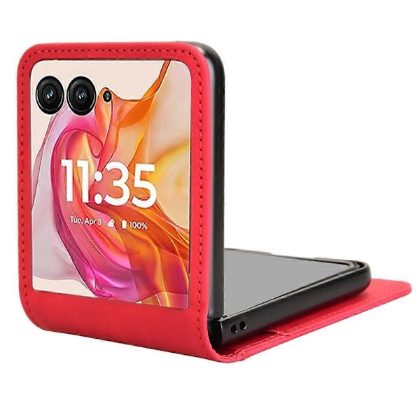 Läderfodral Kompatibelt med Motorola Razr 50 Ultra-Perfet Red