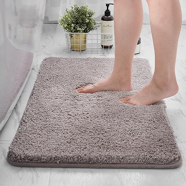 Badeværelsesmåtte skridsikker absorberende brusebadsrum badeværelsestæppe tykt tæppe - Perfet Beige 50*80cm