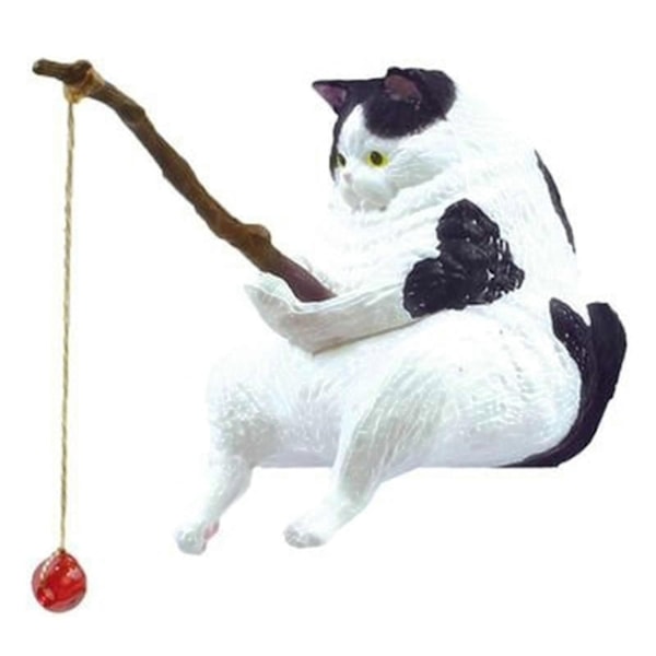 Fiskande Katt Ornament Akvarium Dekoration Akvarium Landskapsarkitektur Tecknad Katt Staty Mini Resin Figurin Hemdekorationer-Perfet style five