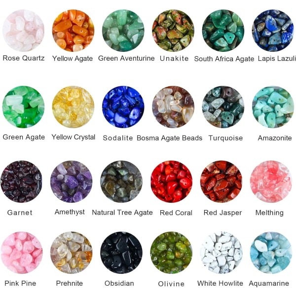 Jalokivihelmet silputtu epäsäännöllinen parantava kristalli löysät tee-se-itse-helmet korujen valmistukseen (24 väriä) (monivärinen) - täydellinen