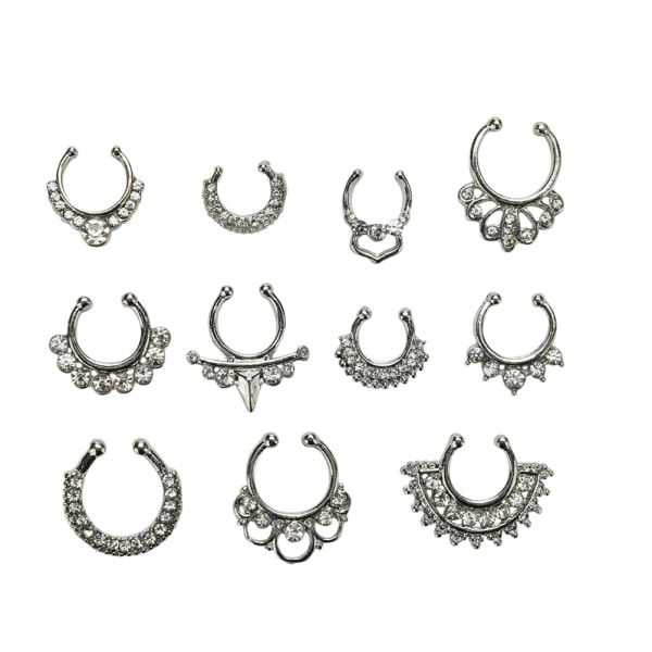 Charms Fake Septum Clicker Crystal Nose Ring - Perfet Silver