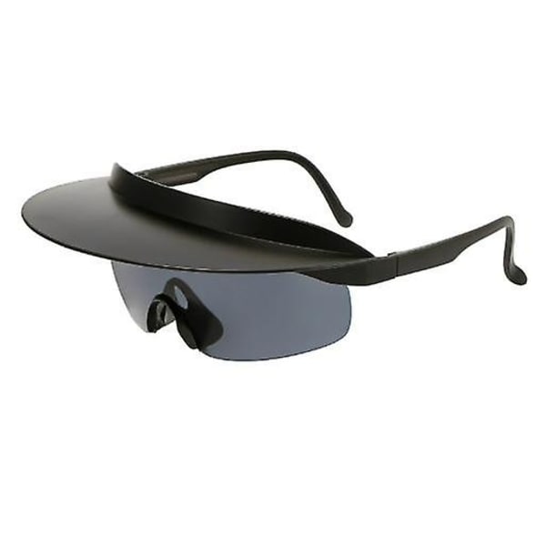 Cykelglasögon, Enstycks Visir Solglasögon med Brätte, Överstora Solglasögon Mode Sportglasögon för Utomhus - Perfekt Black