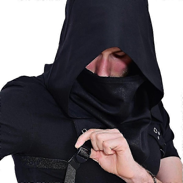 Punk Rogue Cowl Huva Halsduk, Vinter Unisex Nackvärmare Kostym Huva Cape Hatt-Perfekt Black