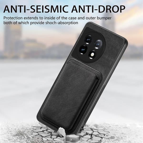 Magnetisk kortholder telefoncover til OnePlus 12 5G - Perfekt Black