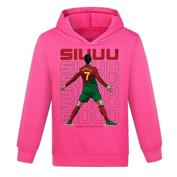 Julegaver Cristiano Ronaldo Hoodie VM Nr. 7 Fodboldstjerne Hoodie Piger Drenge Hættetrøje Trøje Topper Børn Teenagere-Perfekt Rose Pink 15-16years