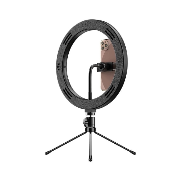 TikTok LED Selfie Lampe 26 cm med stativ - - Perfet Black Svart