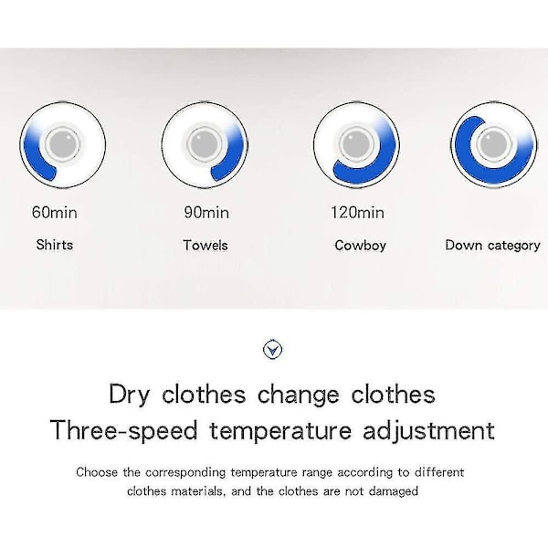 Sähköinen vaatteidenkuivaaja ajastin kaukosäätimellä Kannettava mykistetty hiljainen sähköinen lämminilmakuivaaja Vaatteidenkuivausteline-Perfet