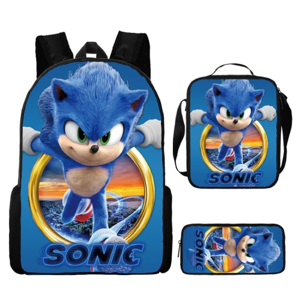 Sonic skoletaske til børn, madpakke, blyanttaske sæt med tre - Perfet 36