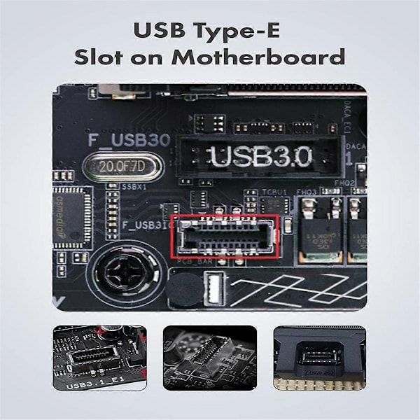 20 Gbps USB 3.2 Gen 2x2 USB-C frontpaneladapter med bundkort-headerforlængerkabel, USB-C Fem-Perfet