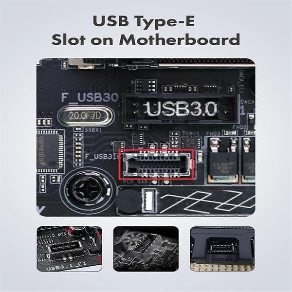 20 Gbps USB 3.2 Gen 2x2 USB-C Frontpaneladapter med moderkortshuvudförlängningskabel, USB-C Fem-Perfet