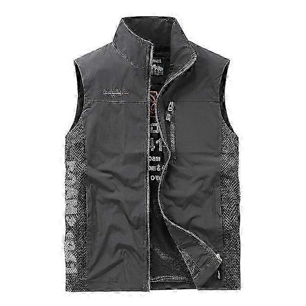 Herre Udendørs Sommer Arbejdsvest Forår Multi-lommer Taktisk Vest Stor Størrelse M-6XL Mand Vandring Fiskeri Ærmeløse Jakker-Perfet dark grey XXXXL