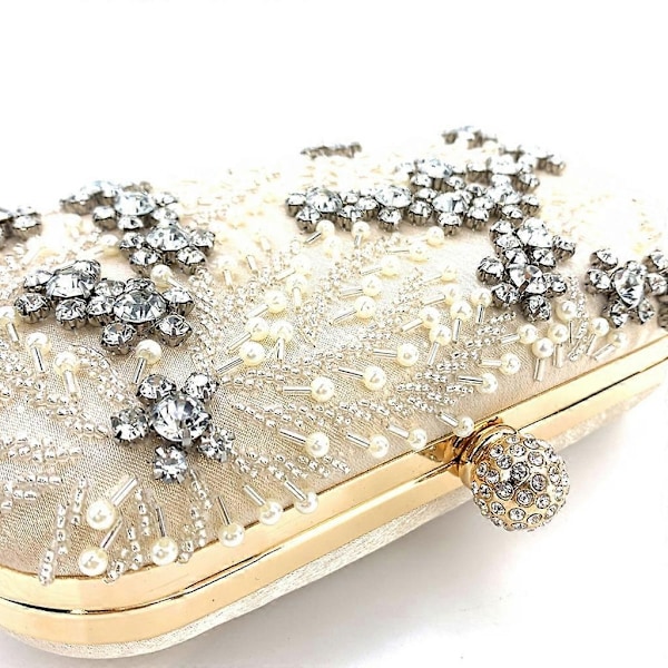 Naisten käsilaukut iltalaukut ylelliset juhlalaukut morsiamen clutch-laukku naisten tanssiaislaukku hääkukkaro - Perfet Silver