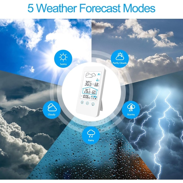 Trådløs vejrstation, Trådløst digitalt indendørs termometer til indendørs brug - Perfet