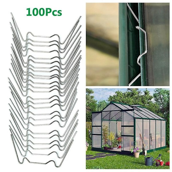100 stk W-type Drivhus Glass Fjærtråd Glassering Overlappende Klips Festklemmer - Perfekt