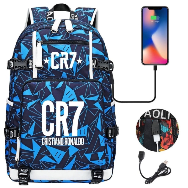 Football Star CR7 USB-opladningsrygsæk Skoletaske Travel Notebook Laptoptasker til børn-studerende - Perfet style 12