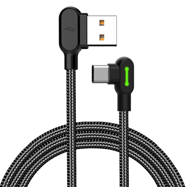 Type-C USB-C kabel, vinklet nylon lynoplader - Perfet
