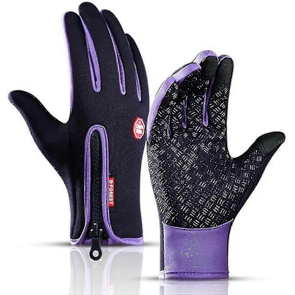 Termohansker for fryser, varme vinterhansker med vannavstøtende belegg og berøringsskjermfunksjon, Id-Perfet Purple XL