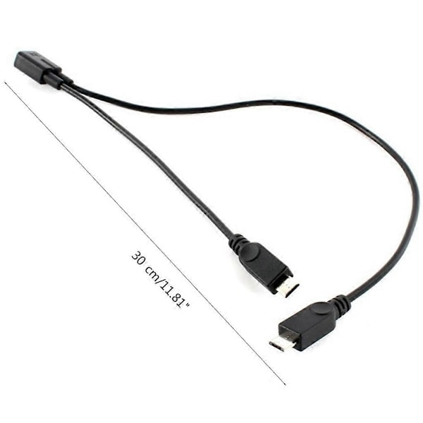 Micro USB Hun 1 til 2 Micro USB Han Splitter Forlænger Ladekabel Ledning til Opladning & Dataoverførsel USB Tilbehør-Perfet