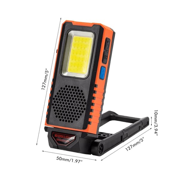 Multifunksjonell LED-arbeidslampe, magnetisk Bluetooth-høyttaler, COB-spotlight, USB oppladbar reparasjonslampe