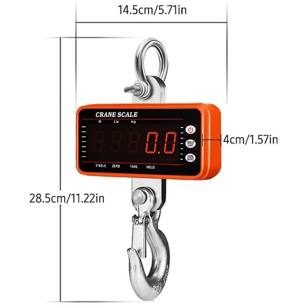 1500 kg/ 3306 lb Digital Hængende Vægt med 65ft Fjernbetjening Heavy Duty Portable Kranvægt Dæmpbar LED Industrielt Krog-Perfekt