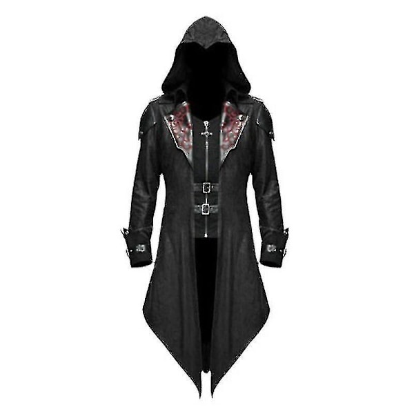 2023 Nytt Middelalder Assassin Spill Assassins Creed Cosplay Kostyme Edward Streetwear Hettestrikket Jakke Yttertøy Halloween Party Klær-Perfekt Black M