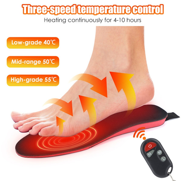 Menn Dame oppvarmede innleggssåler USB oppladbar elektrisk fotvarmer med fjernkontroll Termiske skoinnleggssåler Pads for vinterfiske - Perfet 22.5cm-25cm