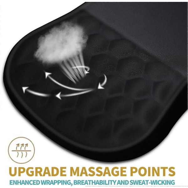 Ergonomisk musmatta med handledsstöd och massagefunktion, handledsstöd för smärtlindring med minnesskum & halkfri PU-bas, Mus-Perfekt