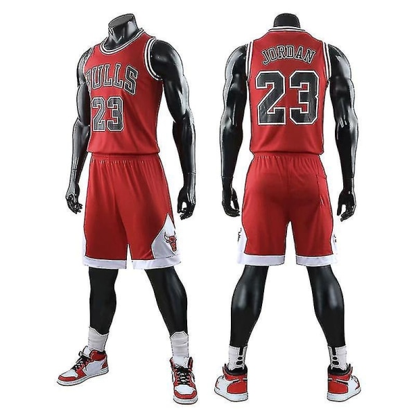 Chicago Bulls Jordan Jersey No.23 Voksen Basketball Uniform Sæt zy - Perfet RedXXL (170-175cm)