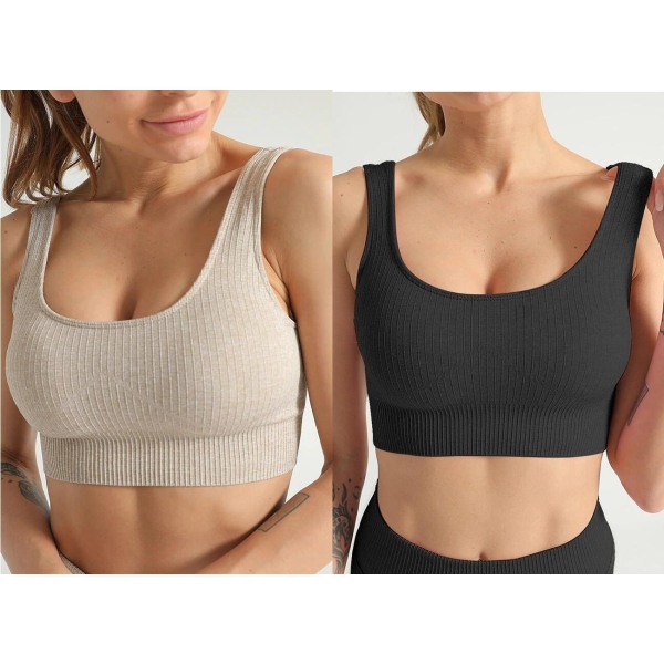 Kaki Sömös Ribbed urheilurintaliivit L - Perfet beige l