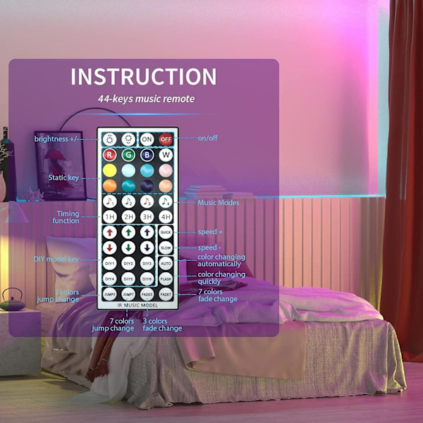 10M LED Strip, RGB Strip Light 300 LEDs 5050 RGB IP65 Vandtæt - Perfet